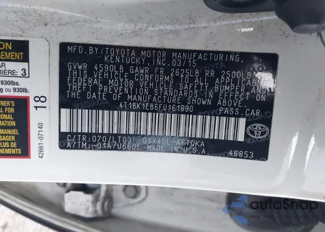 2015 Toyota Avalon Xle Touring from USA, damaged, VIN 4T1BK1EB6FU161890